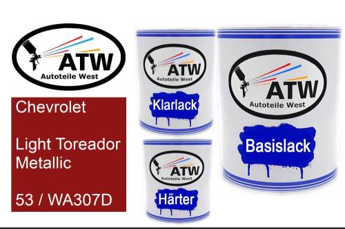 Chevrolet, Light Toreador Metallic, 53 / WA307D: 1L Lackdose + 1L Klarlack + 500ml Härter - Set, von ATW Autoteile West.